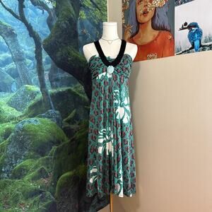 prairie new york 100% silk mod halter dress made in nyc size L